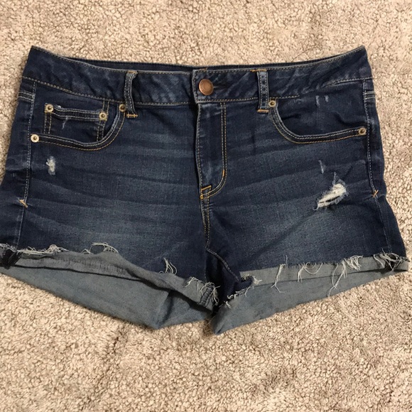 American Eagle Outfitters Pants - American Eagle Darkwash Super Stretch Mid Rise Denim Shorts Size 14